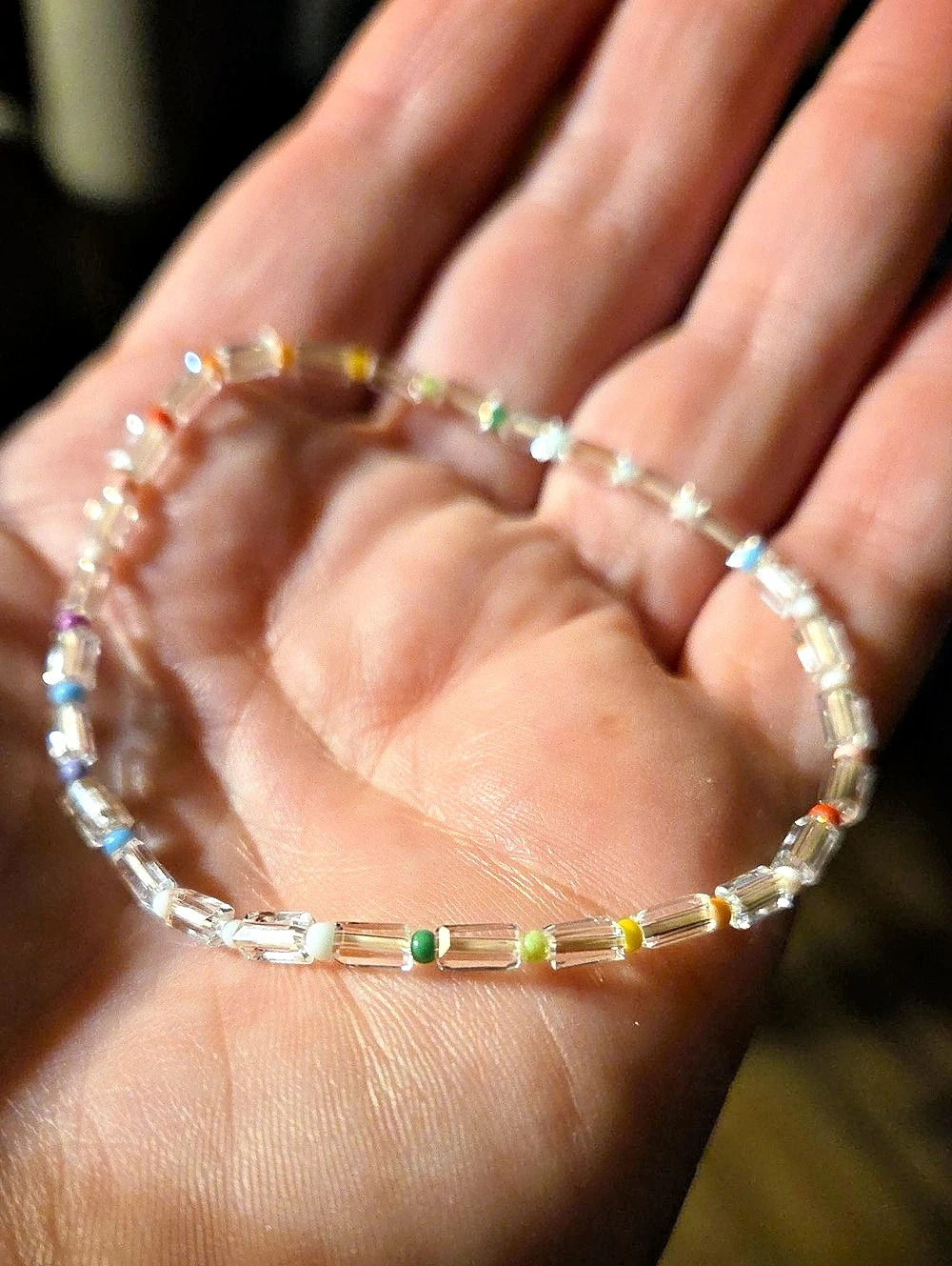 Beaded Stretch Bracelet Clear & Multicolor